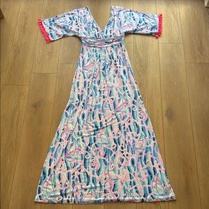 Lilly Pulitzer Parigi Maxi Dress in Skim Blue Reel Nauti - Medium